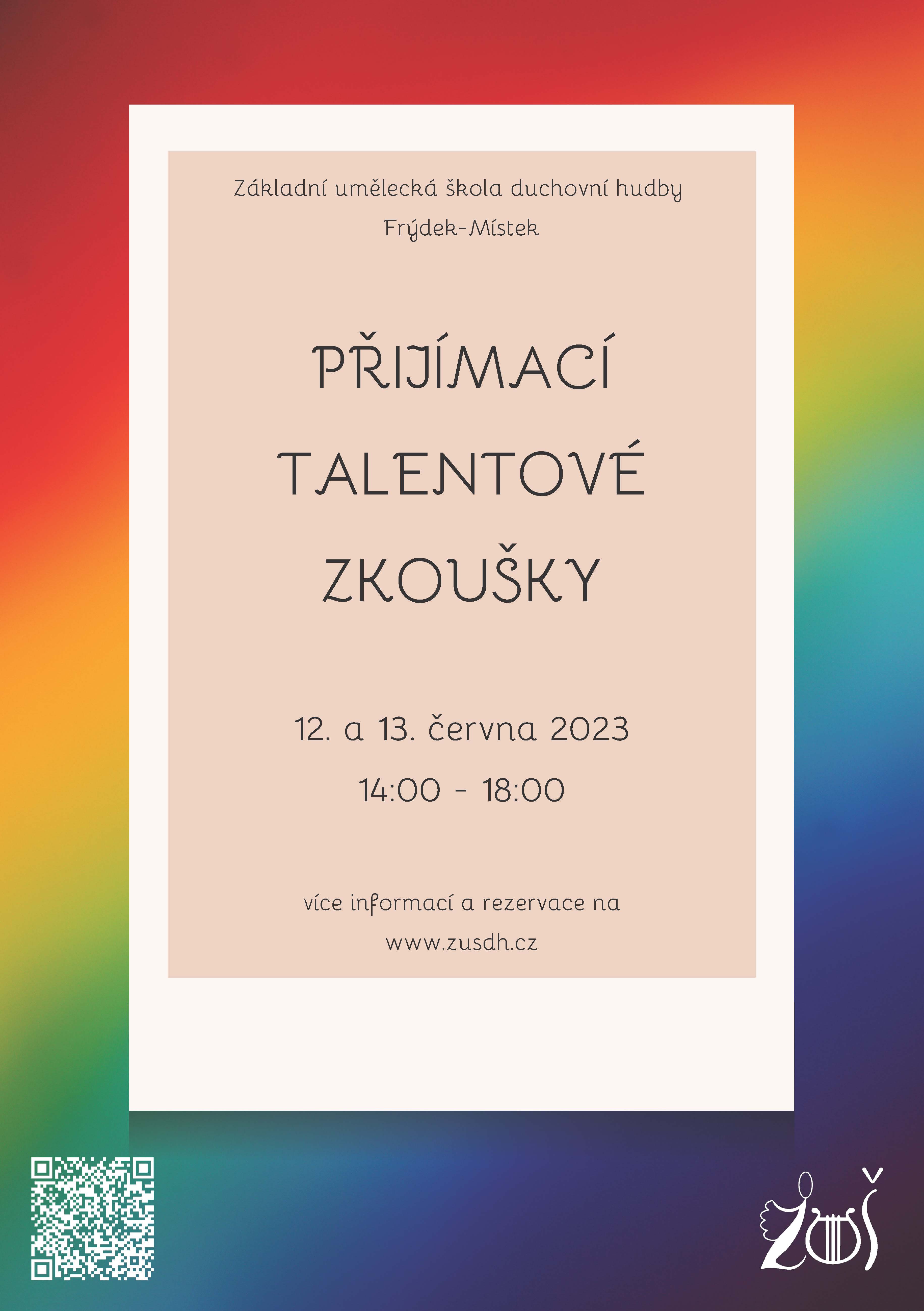 Přijímací talentové zkoušky plakát